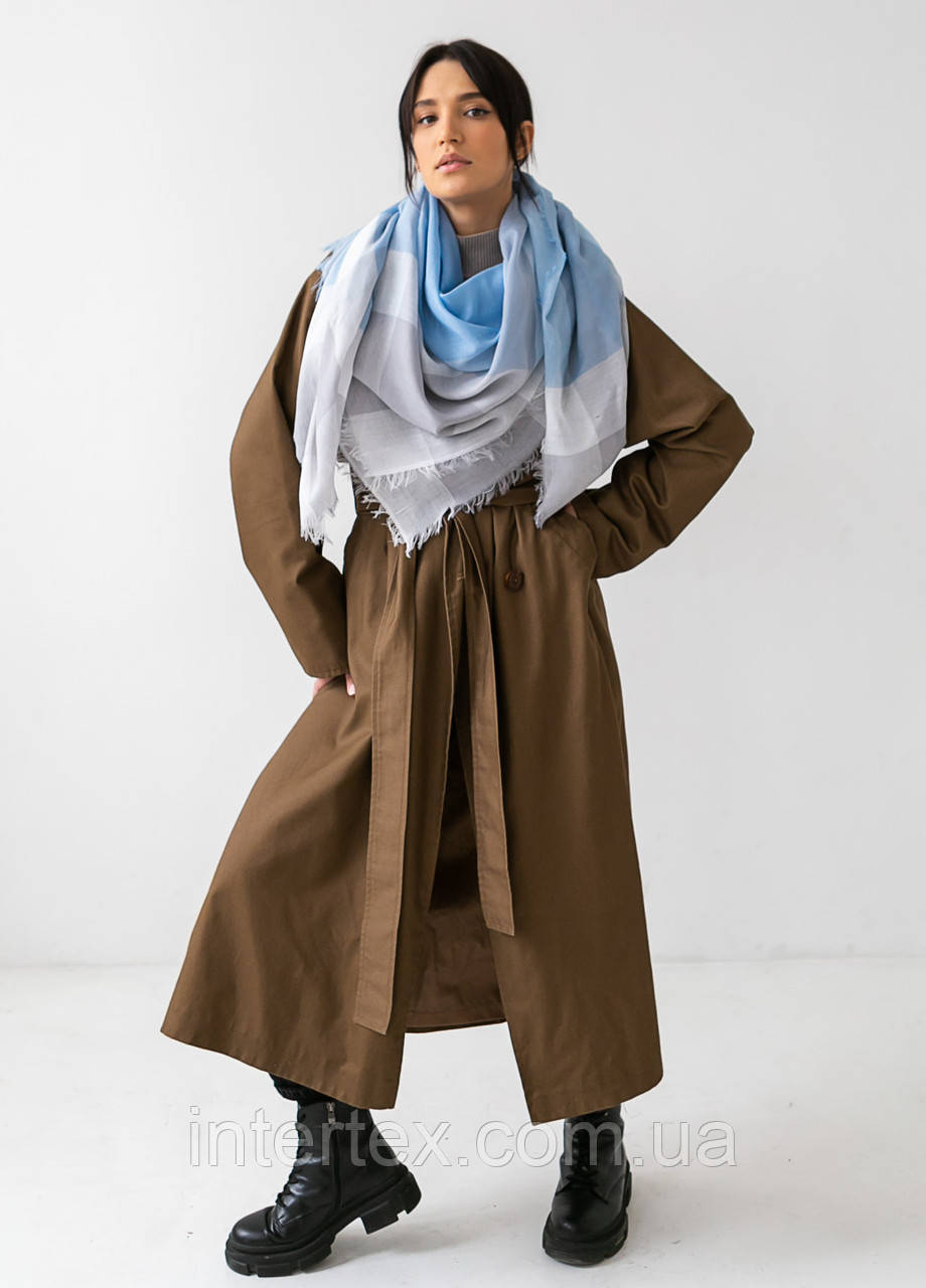 Хустка Клітинка (блакитний) 140х140 см., фото 1