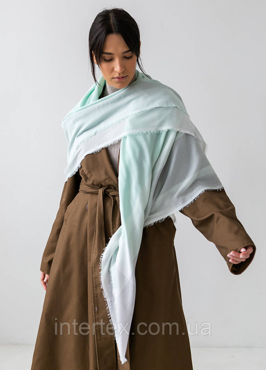 Хустка Клітинка (м'ятний) 140х140 см., фото 1