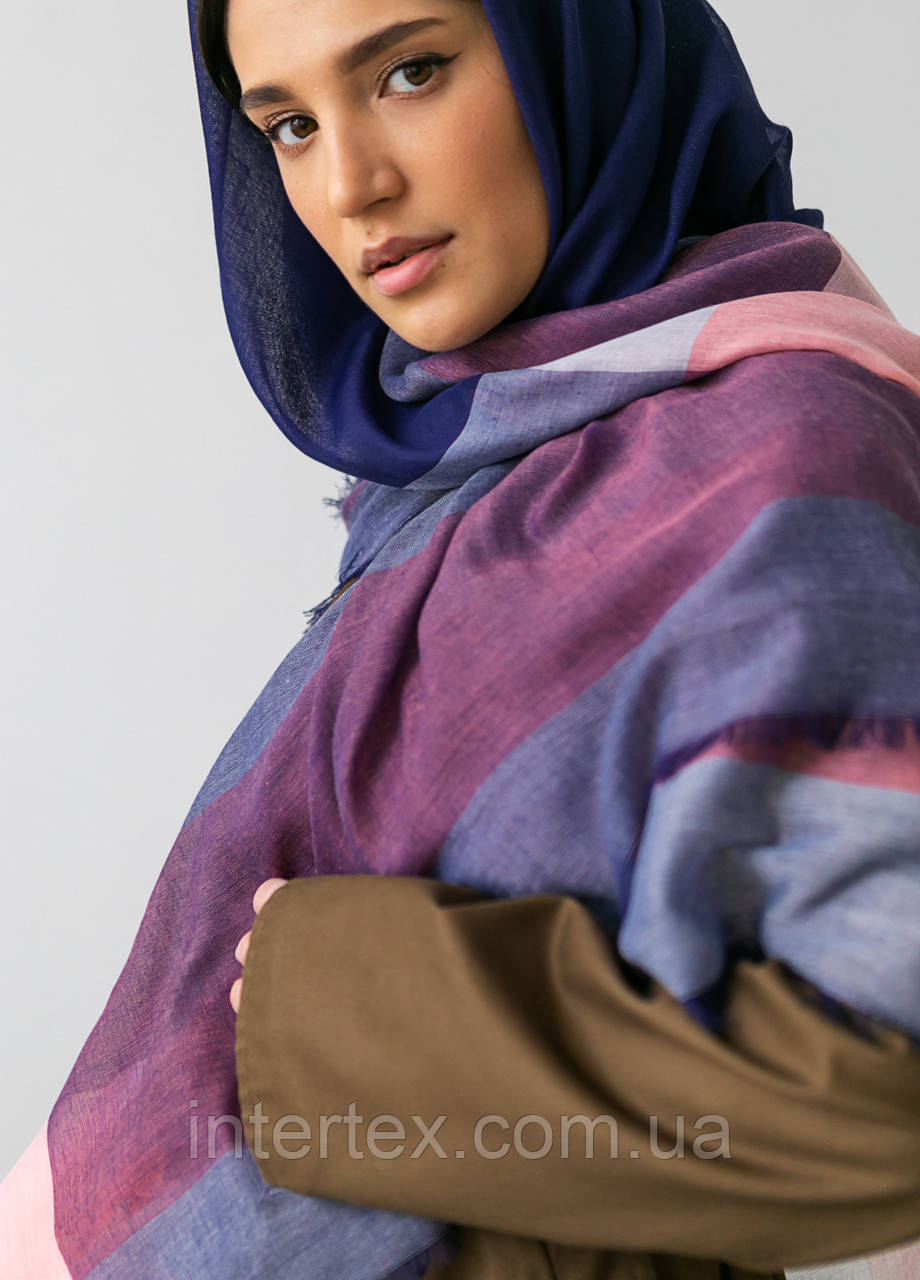 Хустка Клітинка (синій) 140х140 см., фото 1