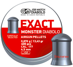 Кулі пневматичні JSB Diabolo Monster. Кал. 4.52 мм. Вага — 0.87 г 400 шт./пач.