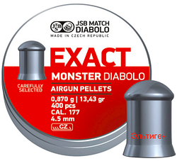 Пули JSB Diabolo Monster. Кал. 4.52 мм. Вага — 0.87 г 400 шт./пач.