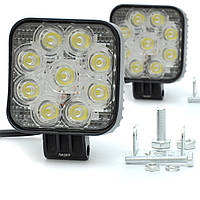 Фара-LED Квадрат 27W (3W*9) 10-30V 82*80*30mm Дальний/Spot MINI (87 27W) (2шт) 3432