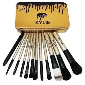 Професійний набір пензлів для макіяжу Kylie Jenner Make-up brush set 12 шт Чорні, фото 2