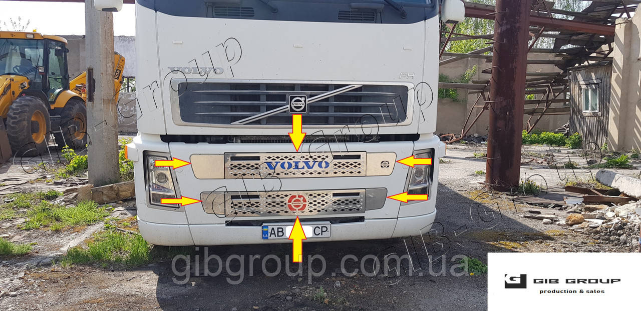 Накладки на крышки решеток радиатора для "Volvo FH" (2002–2008)