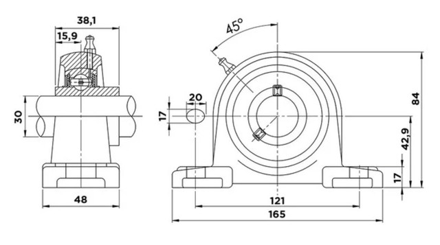 Корпусний підшипник ucp 206