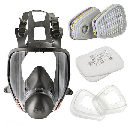 Маска панорамної 3м 6800+фільтри 3м 6057 (повний хімкомплект), фото 1