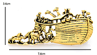 Крупна брошка гвинтаж метал ноїв ковчег тварини корабель ТЕМНО ЗОЛОТИСТА