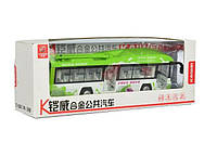 Детский металлический инерционный Троллейбус 22 см Kaiwei звук, свет, открываются двери, зеленый