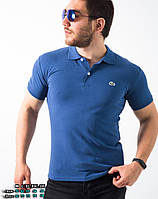 Модная футболка поло синего цвета из ткани лакост XXL размер KT-22
