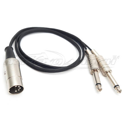 Кабель 5 pin DIN метал на jack 2*6.3 mm метал моно, у екрані, фото 1