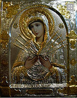 Ікона Семистрільна Пресвята Богородиця у срібному окладі