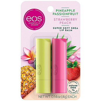 Набір бальзамів для губ EOS Strawberry Peach and Pineapple Passionfruit 2-Pack Lip Balm 2 х 4 г