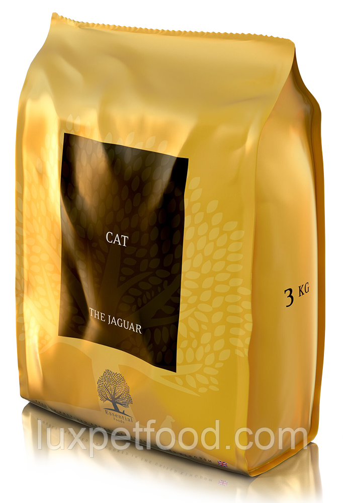 ESSENTIAL FOODS JAGUAR - БЕЗЗЕРНОВОЙ КОРМ ДЛЯ КОТІВ ВСІХ ПОРІД І ВІКОВИХ ГРУП (КАЧКА,КУРКА,ЛОСОСЬ) 3 КГ