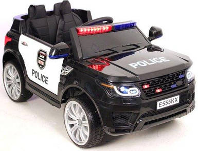 Дитячий електромобіль Range Rover Police (2 мотори по 30W, MP3) ДЖИП Baby Tilly JC002 EVA BLACK Чорний