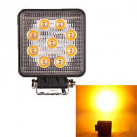 Фара-LED Квадрат 27W (3W*9) 10-30V 110*110*50mm Дальний/Spot (06-27W Yellow) (1шт) / Желтая 2