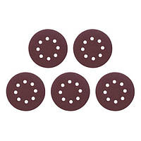 Круг шліфувальний на липучці Intertool 125мм × Р80 з отворами (5шт) (BT-0585)