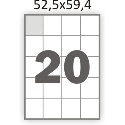 Сумоклейний папір А4/20 етикеток на аркуші (52,5x59,4 мм)/100 аркушів, фото 1