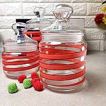 Набір скляних банок з рожевим декором Luminarc Spiral 3 шт (Q0397), фото 3