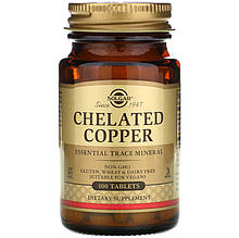 Хелатна мідь SOLGAR "Chelated Copper" (100 таблеток)