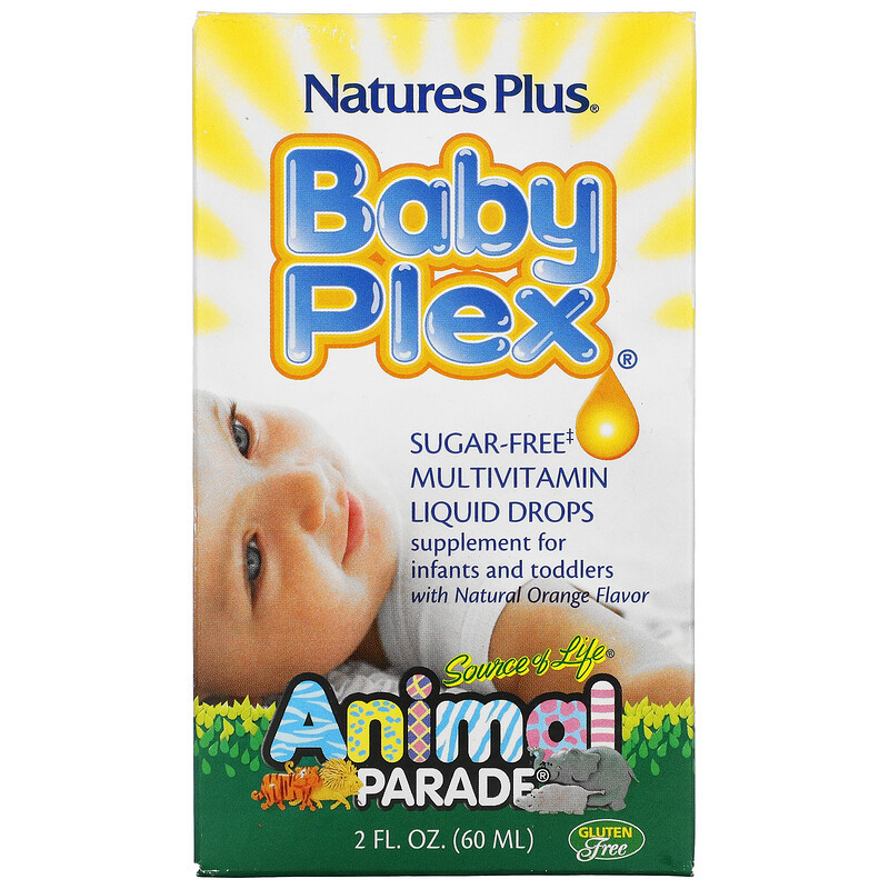 NaturesPlus, Source of Life, Animal Parade, Baby Plex, мультивітамінні краплі, з смаком апельсина, 60 мл