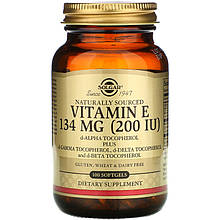 Вітамін Е, SOLGAR "Naturally Sourced Vitamin E" 200 МО, зі змішаними токоферолами (100 гелевих капсул)