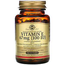 Вітамін Е, SOLGAR "Naturally Sourced Vitamin E" 100 МО, зі змішаними токоферолами (100 гелевих капсул)