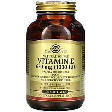 Вітамін Е, SOLGAR "Naturally Sourced Vitamin E" 1000 МО, зі змішаними токоферолами (100 гелевих капсул)