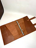 Шкіряна папка-скрутка з кільцевим механізмом для паперів А4 HOUSTON коньячна, фото 6