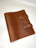 Шкіряна папка-скрутка з кільцевим механізмом для паперів А4 HOUSTON коньячна, фото 2