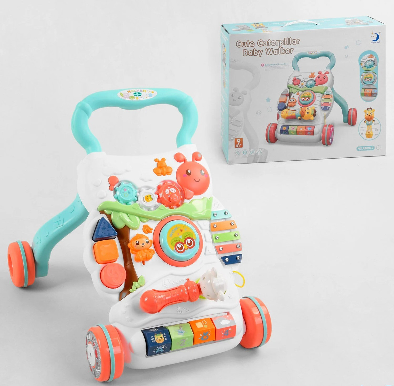 Каталка підсвітка коліс, тріскачка, пискавка, у коробці 53х1242 см