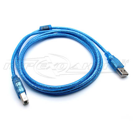 Кабель USB 2.0 AM-BM для принтера, синій, 0.5 м, фото 2