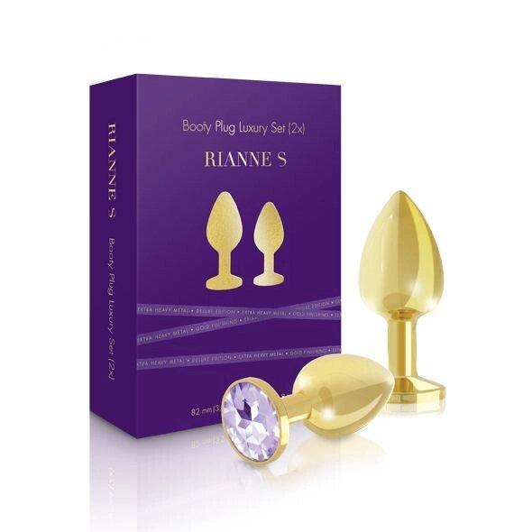 Металеві анальні пробки з кристалом 2 шт RIANNE S - Booty Plug Luxury Set, діаметр 3 та 3,5см