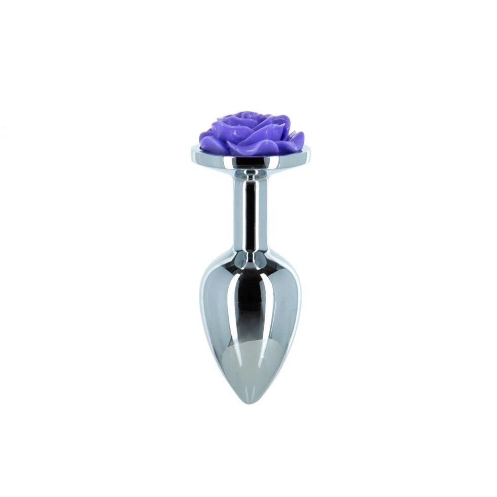 Металевий анальний затор трояндочка Lux Active – Rose Anal Plug – Purple, фото 1