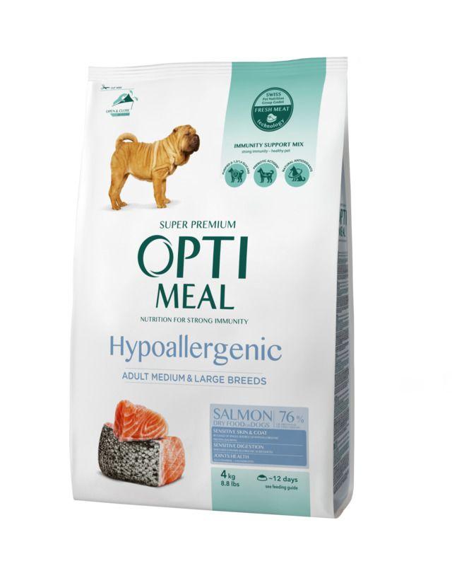 Сухий гіпоаллергенний корм для дорослих собак середніх і великих порід Лосось 4 кг OPTIMEAL ОПТІМІЛ