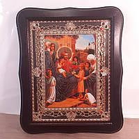 Ікона Благословення дітей, лик 15х18 см, у темному дерев'яному кіоті з камінням