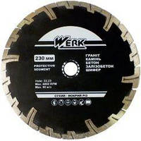 Диск діамантовий сегментний Werk, глибокий рез - 230х8х22,23