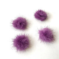 Меховые помпоны, 2,5-3,5 см, фиолетовые