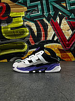 Чоловічі кросівки Adidas Niteball White Black Violet Адідас Найтбол шкіра чорно-фіолетові демісезонні, фото 6