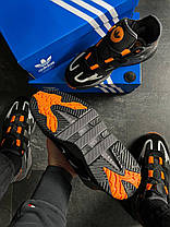 Чоловічі кросівки Adidas Niteball Black Orange Адідас Найтбол чорно помаранчеві кеди замшеві, фото 4