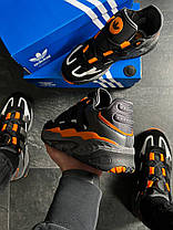 Чоловічі кросівки Adidas Niteball Black Orange Адідас Найтбол чорно помаранчеві кеди замшеві, фото 6