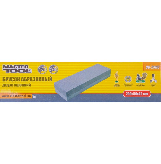Брусок абразивний MASTERTOOL двосторонній 200х50х25 мм зерно 120/240 08-2003