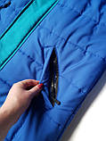 Синя  зимова стильна  жіноча куртка-пальто на блискавці, фото 5