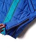 Синя  зимова стильна  жіноча куртка-пальто на блискавці, фото 6