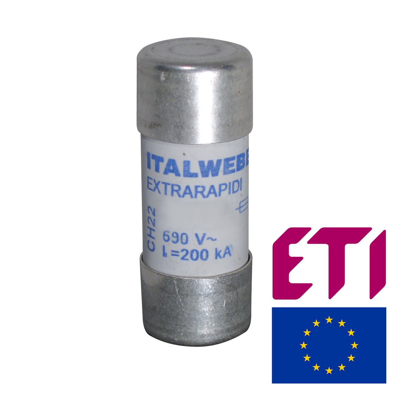 Запобіжник ETI AQS22 UQ CH 22x58 gR 32A 690V 200kA 2645149 (надшвидкий, кераміка), фото 1