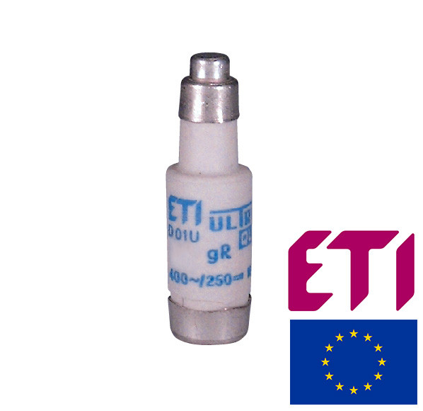 Запобіжник ETI D01 UQ gR 2A 400V E14 50kA 4311001 (універсальний), фото 1