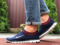 Кроссовки мужские Nike Free Run 3.0 темно синие сетка легкие найк фри ран повседневные демисезонные 43