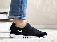 Кроссовки мужские Nike Free Run 3.0 черно белые сетка легкие найк фри ран повседневные демисезонные