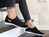 Кроссовки женские Nike Free Run 3.0 черные демисезонные повседневные найк сетка легкие