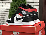 Чоловічі кросівки Nike Air Jordan чорні з білим \ червоні 42, фото 3