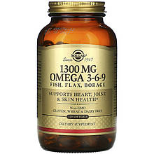 Риб'ячий жир SOLGAR "Omega 3-6-9" підтримка здоров'я серця, 1300 мг (120 гелевих капсул)